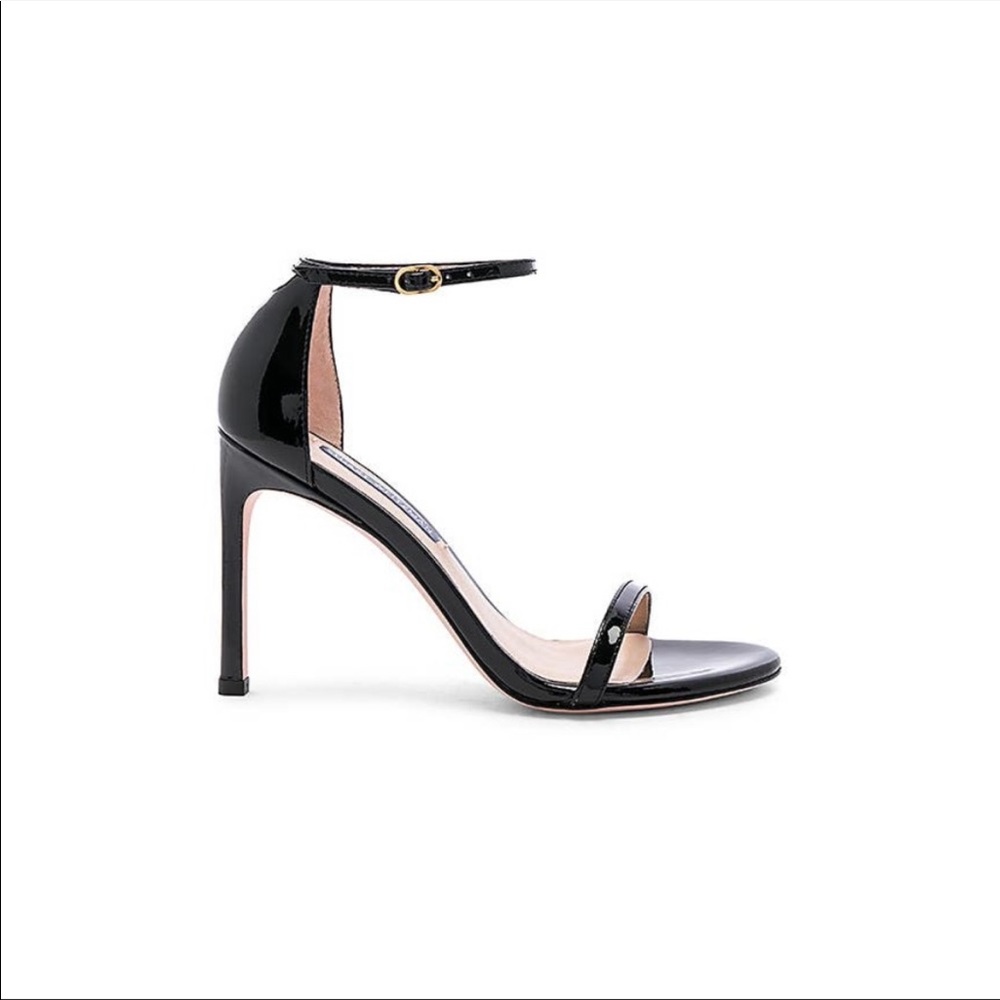 Stuart Weitzman Nudistsong Patent Leather Minimalist Heels Black 9.5